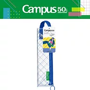 【Campus 50週年限定】KOKUYO 繽紛格紋透明筆袋- 藍灰