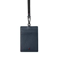 MONDAINE 瑞士國鐵 蘇黎世3卡安全扣證件套|防夾頸繩|牛皮/葡萄皮|悠遊卡/識別證卡套 - 十字紋藍