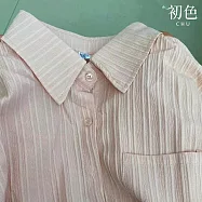 【初色】韓版純色單排釦寬鬆薄款翻領襯衫上衣女上衣外套-共4色-10783(M-2XL可選) 2XL 粉紅色