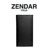 【ZENDAR】限量1折 頂級小牛皮碳纖維紋18卡對開長夾 巴雷特系列 全新專櫃展示品(黑色)