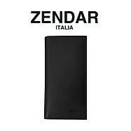 【ZENDAR】限量1折 頂級小牛皮十字紋18卡對開長夾 尼亞系列 全新專櫃展示品(黑色)
