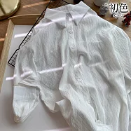 【初色】韓版純色通勤褶皺感中長款翻領襯衫女上衣開衫外套-共10色-10786(F可選) F 白色