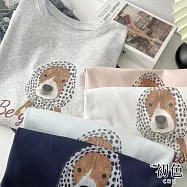 【初色】純色俏皮感寬鬆動物字母印花圓領短袖T恤上衣女上衣-共5色-10811(F可選) F 米灰色