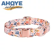 【AHOYE】北歐印花金屬扣寵物項圈 31-50CM (寵物配件 頸圈 脖圈 頸環) 典雅澄