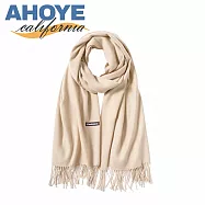 【AHOYE】韓系寬版加厚仿羊絨保暖圍巾 (披肩 圍脖 披巾 脖圍) 卡其色