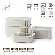 【Hiromimi】可微波不鏽鋼保鮮盒(700+1000+1200+1800ml) 4入組