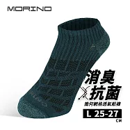 【MORINO 摩力諾】99.9%抑菌除臭襪 幾何網格透氣足弓襪 船襪- L-藍綠