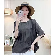 O-ni O-ni優質精選天絲棉輕薄涼爽簡約抽皺設計顯瘦5分袖上衣熱銷升級版_(品質保證)718/ F 咖啡色