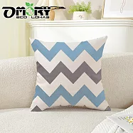 【OMORY】居家美學抱枕套45x45cm- 亞麻(幾何藍)