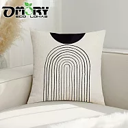 【OMORY】居家美學抱枕套45x45cm- 亞麻(抽象黑)