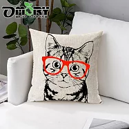 【OMORY】居家美學抱枕套45x45cm- 亞麻(眼鏡)