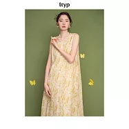 ltyp旅途原品 100%苧麻藝術印花背心裙 休閒度假風連衣裙春夏 M L M 日光黃-植物印花