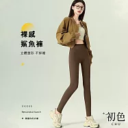 【初色】高彈修身簡約純色九分運動瑜珈褲寬褲長褲-共3色-11008(M-3XL可選) M 咖色