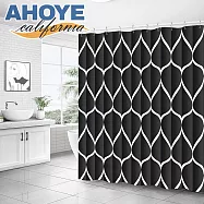 【AHOYE】輕奢波紋加厚防水速乾浴簾 80X200CM 黑色