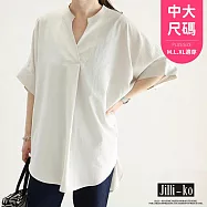 【Jilli~ko】日系氣質簡約小V領套頭寬鬆襯衫 J12165 FREE 白色