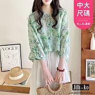 【Jilli~ko】小立領氣質碎花七分袖雪紡襯衫 J12179 FREE 綠色