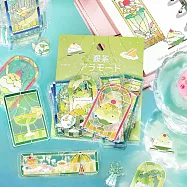 【日本BGM】散裝PET貼紙包30入 ‧ 喫茶&agrave; la mode-綠色