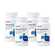 【GNC健安喜】鎂250食品錠90錠x4入組(氧化鎂/純素/幫助入睡/排便順暢/骨骼健康/牙齒健康)