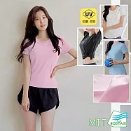 【BODYAIR嚴選】小圓領防曬涼感MIT透氣上衣(運動.瑜珈.慢跑.健身.速乾.運動服.透氣.舞蹈.台灣製) M 粉紅
