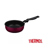 【THERMOS膳魔師】厚鑄耐摩不沾鍋單柄深煎鍋20cm(KFM-020D-R) 質感紅