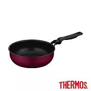 【THERMOS膳魔師】厚鑄耐摩不沾鍋單柄深煎鍋24cm(KFM-024D-R) 質感紅