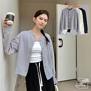 【BODYAIR嚴選】質感日系小香風棉衫外套(親膚.柔軟.上衣.CASUAL) M 灰紫