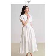 ltyp旅途原品 100%漢麻經典剪刀領連衣裙 極簡優雅收腰長裙女 M L M 象牙白