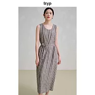 ltyp旅途原品 亞麻色織條紋繭型連衣裙 鬆弛文藝收腰背心裙子女 M L M 杏黑條紋