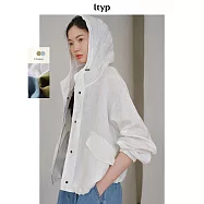 ltyp旅途原品 法國進口100%亞麻防曬外套 連帽透氣薄款防曬衣女 M L M 月牙白