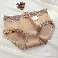 【唯蜜色】法式復古蕾絲中腰親膚抑菌棉檔女用內褲 XL 卡其色
