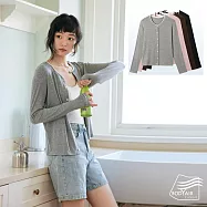 【BODYAIR嚴選】撞色圓領天絲羊毛開衫外套(上衣.T恤.襯衫.小外套.CASUAL) L 灰