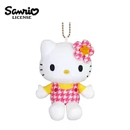【日本正版授權】凱蒂貓 千鳥格系列 玩偶吊飾 吊飾 娃娃/絨毛玩偶 Hello Kitty - 粉格款
