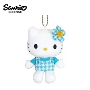 【日本正版授權】凱蒂貓 千鳥格系列 玩偶吊飾 吊飾 娃娃/絨毛玩偶 Hello Kitty - 藍格款