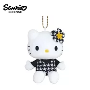 【日本正版授權】凱蒂貓 千鳥格系列 玩偶吊飾 吊飾 娃娃/絨毛玩偶 Hello Kitty - 黑白格款