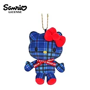 【日本正版授權】凱蒂貓 花呢格紋系列 玩偶吊飾 吊飾 娃娃/絨毛玩偶 Hello Kitty - 藍色款