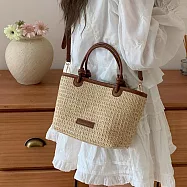 【MISU&Eacute;】韓系草編手提包/夏天編織包/斜背包 -深棕色