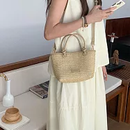 【MISU&Eacute;】韓系草編手提包/夏天編織包/斜背包 -卡其色