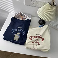 【初色】童趣風圍巾小熊字母印花圓領短袖T恤上衣女上衣-共4色-11358(F可選) F 白色