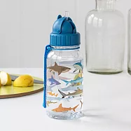 《Rex LONDON》輕攜吸管水壺(鯊魚圖鑑500ml) | 水壺 冷水瓶 隨行杯 環保杯