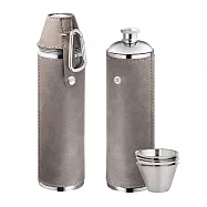 《REFLECTS》酒杯4入+隨行酒壺 |隨身酒瓶 攜帶酒壺 - 灰350ml