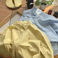 【初色】甜美風休閒寬鬆純色字母刺繡單排扣襯衫領長袖襯衫外套女外套-共5色-11383(F可選) F 黃色