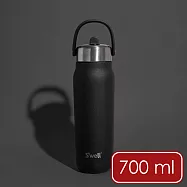 《S’well》Explorer不鏽鋼吸管保溫瓶 | 保溫杯 保冷保冰杯 運動水壺 手搖飲 環保杯 便攜杯 咖啡杯 隨行杯 手提提把 - 曜石黑700ml
