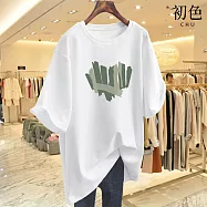 【初色】休閒寬鬆透氣大碼卡通印花圓領短袖T恤女上衣-共10款-32843(M-3XL可選) L B.白色