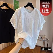 【Jilli~ko】褶皺感百搭寬鬆短袖T恤 J12210 FREE 白色