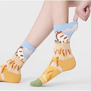 【JDS設計襪】鄉村稻田塗鴉中筒襪 * 麥田裡的小狗