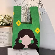 【素包包】日系幾何套結針織手挽隨行包(52025) _女生x綠色