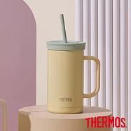 【THERMOS 膳魔師】可進洗碗機不鏽鋼真空吸管杯 720ml(TKHA-720-Y) 奶油黃