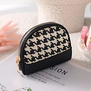 【素包包】零錢包 比手掌小千鳥紋硬幣現金卡片拉鍊鑰匙包(91025) _黑白x單層