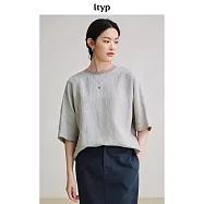 ltyp旅途原品雙色色織漢麻亞麻文藝小衫極簡休閒寬鬆大碼襯衣女 M L M 煙灰杏