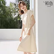 【初色】韓系休閒顯瘦百搭短袖洋裝連衣裙長裙-共11款任選-11535(M-2XL可選) XL I.白色